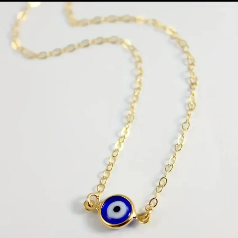 Evil's Eye Pendant Golden Necklace - Picture 2 of 3